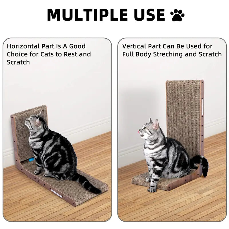 [Follower Exclusive]Cat Scratcher with Cat Toys Ball Track, Build-In Ball, L-Shaped