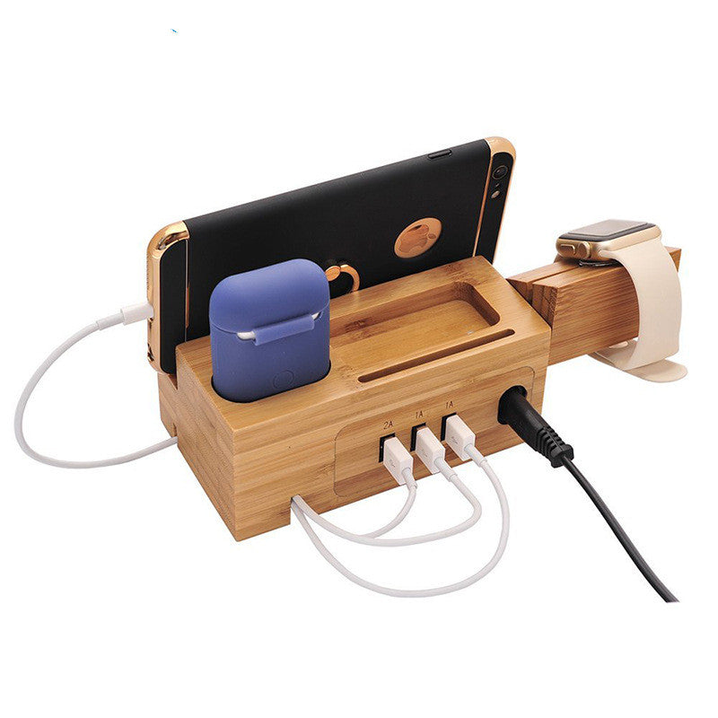 3-in-1 Bamboo Charging Station Stand for Apple Devices