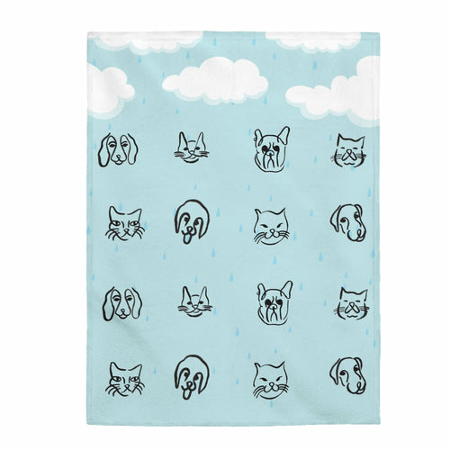 Cats and Dogs Rain Velveteen Cozy Blanket