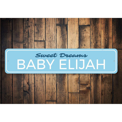 Dreamy Baby Name Plaque - Personalized Metal Sign