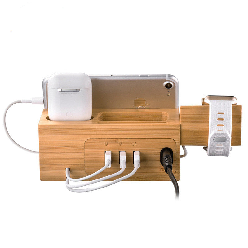 3-in-1 Bamboo Charging Station Stand for Apple Devices