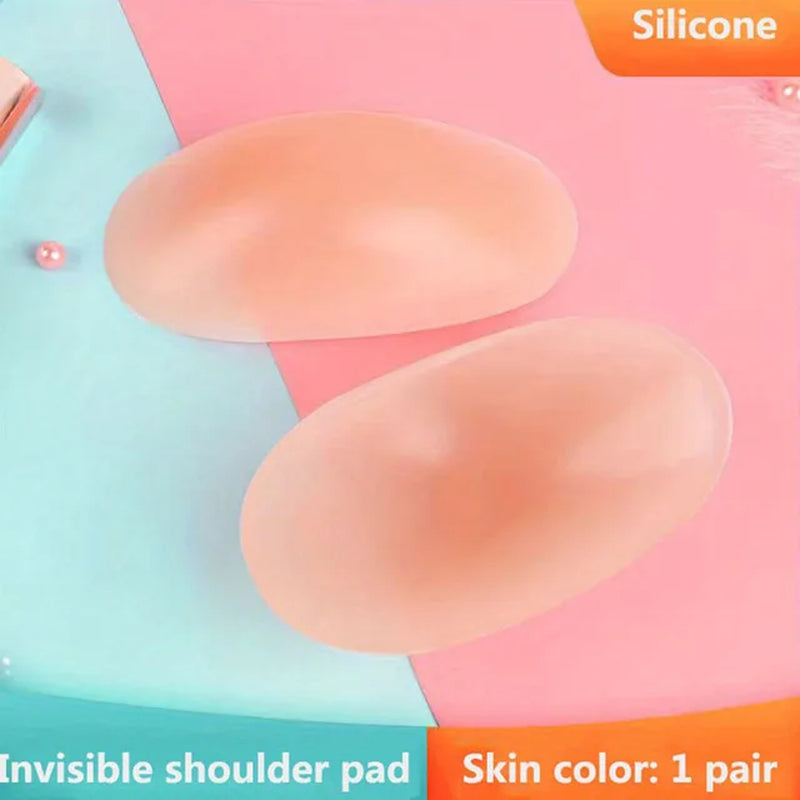 1Pair Invisible Detachable Breathable Silicone Shoulder Pad for Woman Shoulder Enhancer Reusable Self-Adhesive Clothing