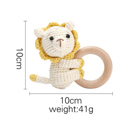 1Pc Baby Teether Music Rattles for Kids Animal Crochet Rattle Elephant Giraffe Ring Wooden Babies Gym Montessori Children'S Toys