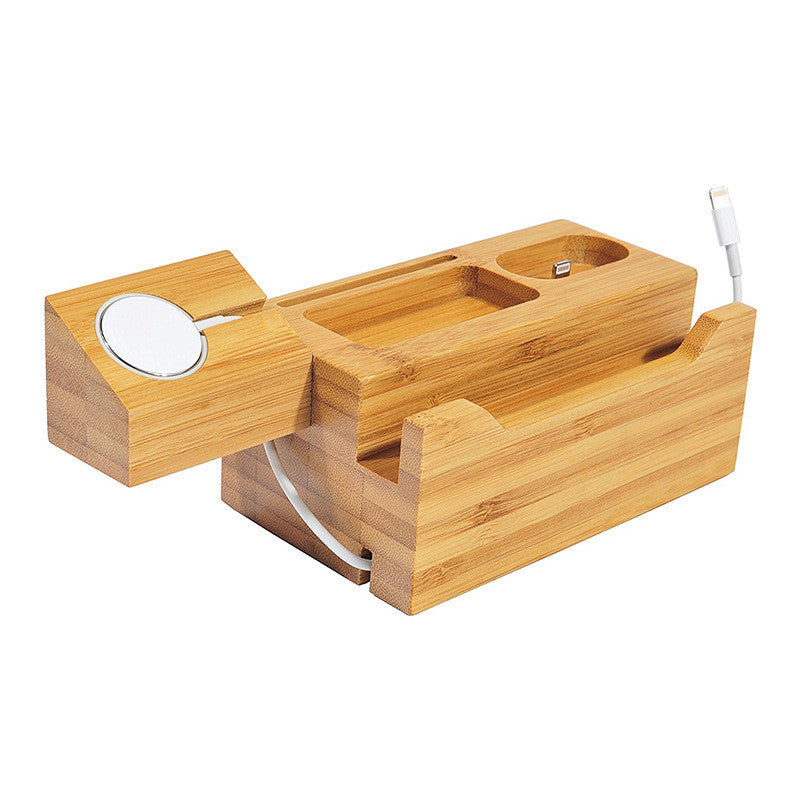 3-in-1 Bamboo Charging Station Stand for Apple Devices