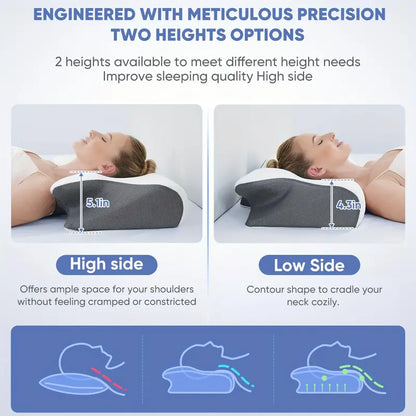 Memory Foam Neck Pillow, Soft Comfortable Contour Sleep Pillow for Spring Daily Use, Bed Neck Pillow for Side Back Sleepers, Bedroom Accessories