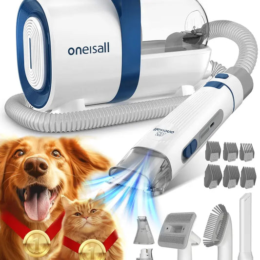 Oneisall Dog Hair Vacuum & Dog Grooming Kit, Pet Grooming Vacuum with Pet Clipper Nail Grinder, 1.5L Dust Cup Dog Brush Vacuum with 7 Pet Grooming Tools for Shedding Pet Hair, Home Cleaning