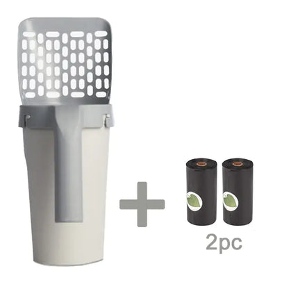 Cat Waste Scooper with Built-In Trash Can