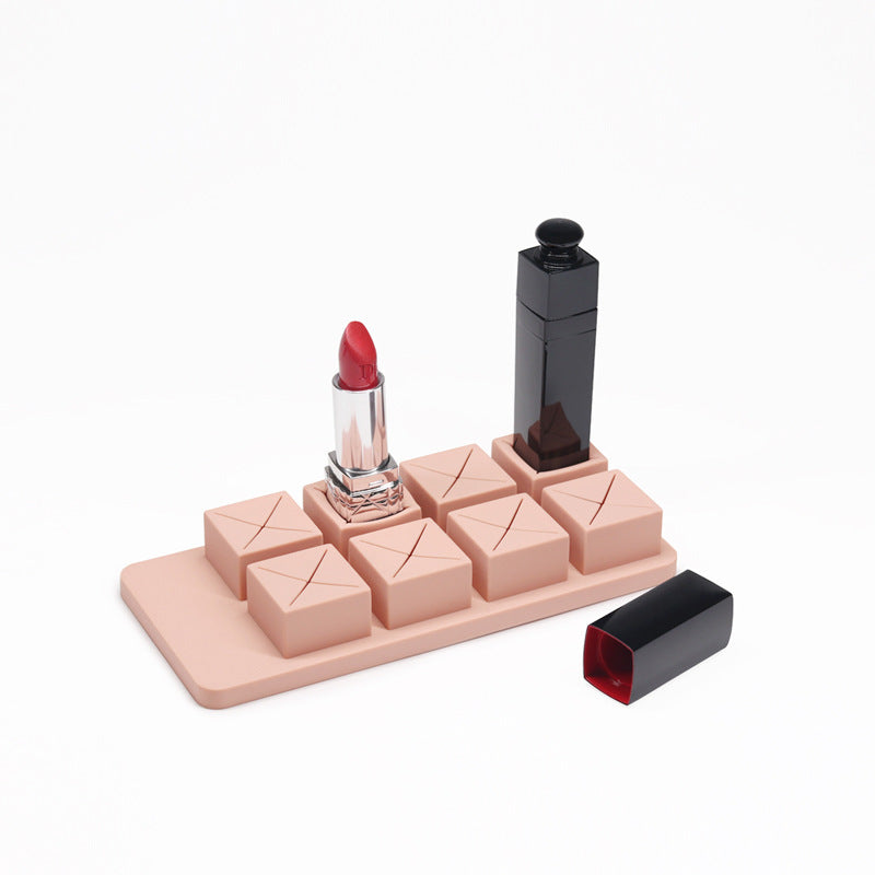 Chocolate Block Lipstick Storage Box with Silicone and Metal Material