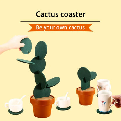 6 PCS Cute Coaster Set Table Decoration Accessories Creative Cactus Shape Cup Mat Heat Insulation Non-Slip Tea Coffee Cup Holder
