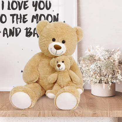 SNOWOLF 39”Giant Teddy Bear Mommy with Baby, Big Teddy Bear Stuffed Animal Plush Toy for Kids Girlfriend Gift for Party Baby Shower Valentine Christmas Brown