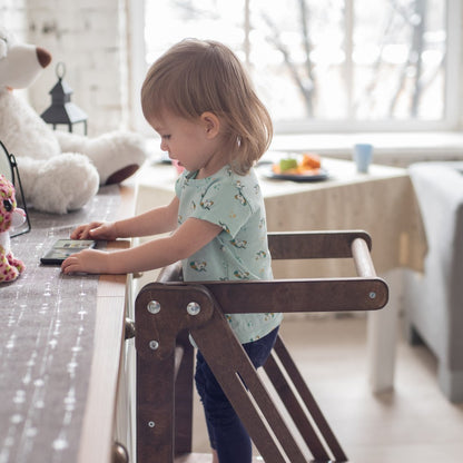 Growing Together: Montessori Wooden Kitchen Helper - Chocolate Brown