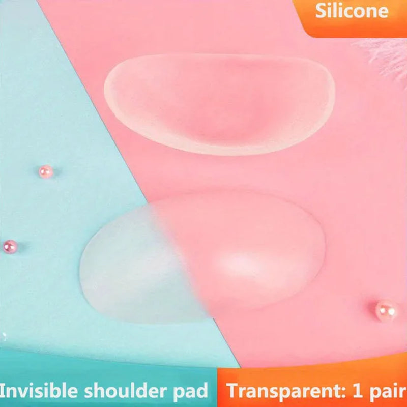 1Pair Invisible Detachable Breathable Silicone Shoulder Pad for Woman Shoulder Enhancer Reusable Self-Adhesive Clothing