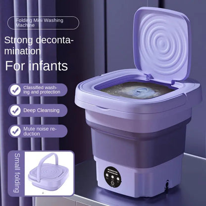 Foldable Mini Washing Machine, Fully Automatic Portable Small Washing Machine for Home Travel, 8L Large Capacity Washing Machine for Underwear Panties Socks Baby & Toddler Clothes