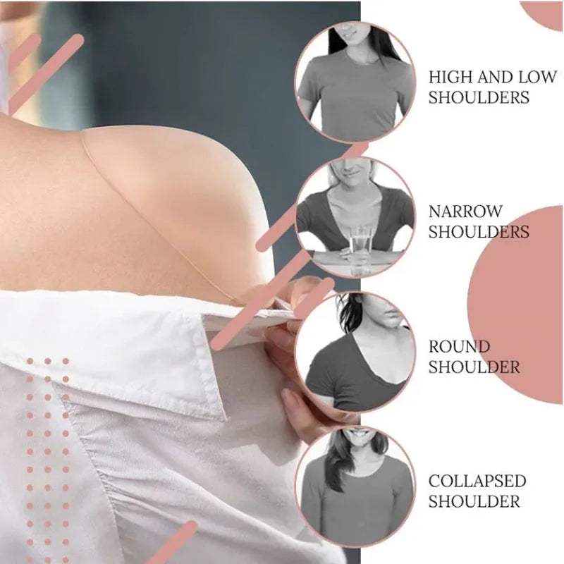 1Pair Invisible Detachable Breathable Silicone Shoulder Pad for Woman Shoulder Enhancer Reusable Self-Adhesive Clothing