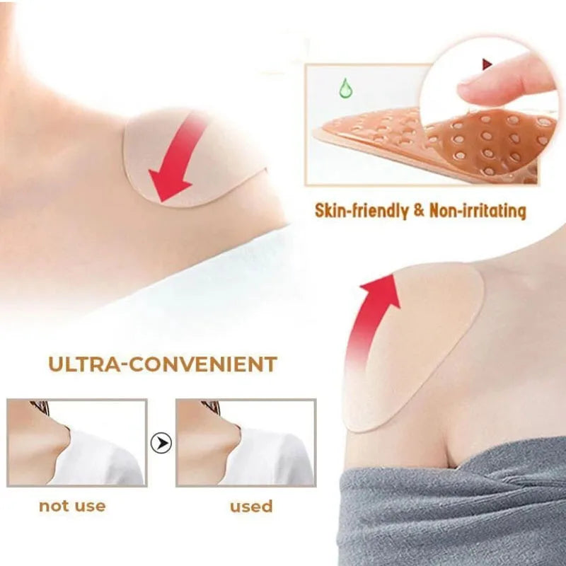 1Pair Invisible Detachable Breathable Silicone Shoulder Pad for Woman Shoulder Enhancer Reusable Self-Adhesive Clothing