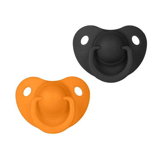 Silicone Soothe Pacifier - Stylish Black and Orange, Size Medium