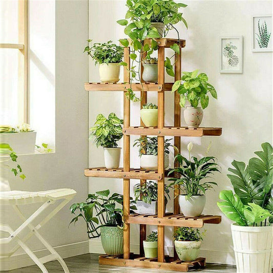 6 Tier Wooden Plant Shelf Stand for Indoor Home Decor