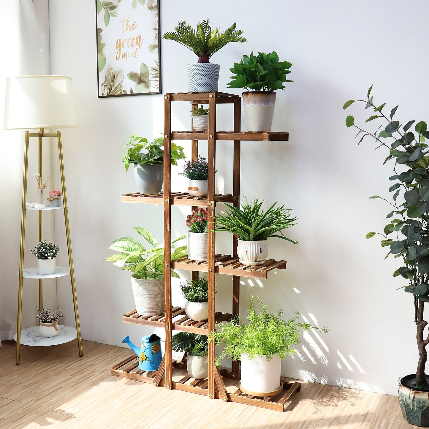 6 Tier Wooden Plant Shelf Stand for Indoor Home Decor