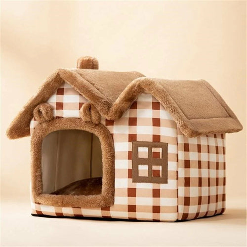 Plush Pet House with Adjustable Roof - Cozy Retreat for Your Furry Friend