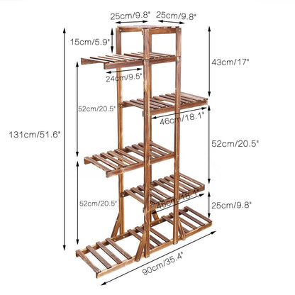 6 Tier Wooden Plant Shelf Stand for Indoor Home Decor