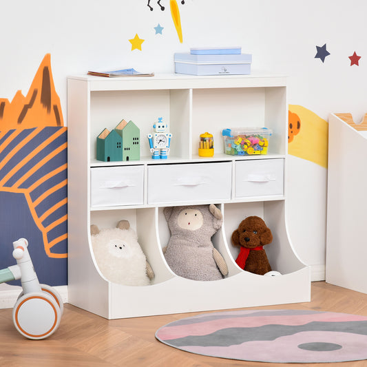 Kids' White Storage Wardrobe with Drawers & Display Shelf