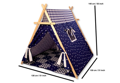 Blue Starry Adventure Play Tent with Glow-in-the-Dark Mat