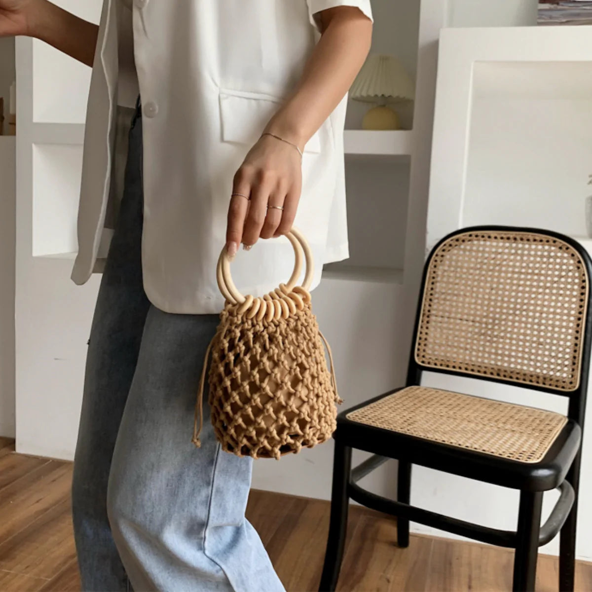 Rattan Ring Handle Crochet Bag for Stylish Summer Looks