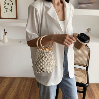 Rattan Ring Handle Crochet Bag for Stylish Summer Looks