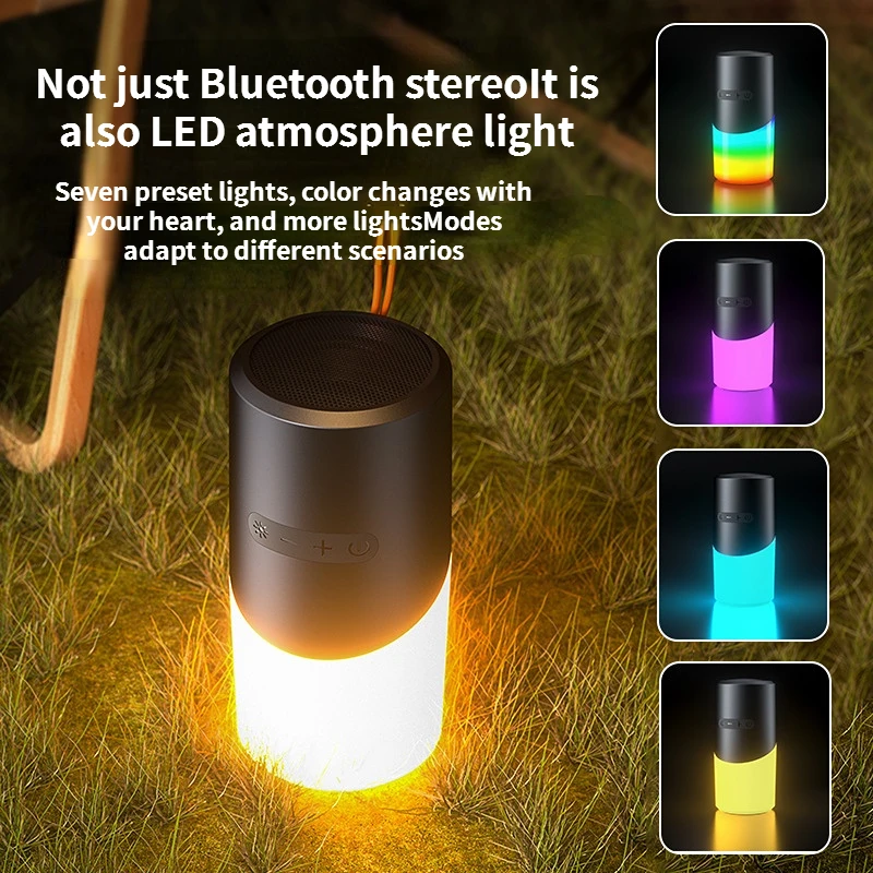 RGB Portable Waterproof Bluetooth Speaker with LED Light Display