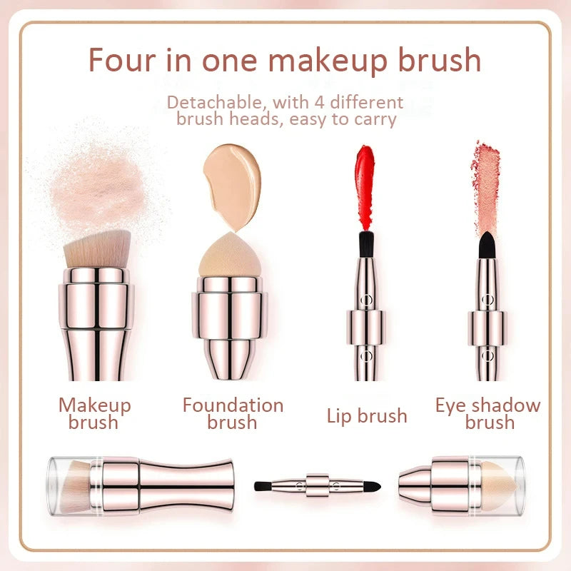 4 in 1 Retractable Makeup Brush Multifunction Foundation Eyebrow Shadow Eyeliner Blush Powder Brush Travel Size Maquiagem Kit
