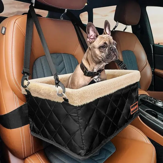 MIXJOY Dog Car Seat for Small Dogs, Deluxe Dog Booster Car Seats with Metal Frame, Puppy Car Seat with Safety Leash, Dog Carseat for Pets up to 15Lbs, Portable Car Dog Seat -Removable Thick Cushion