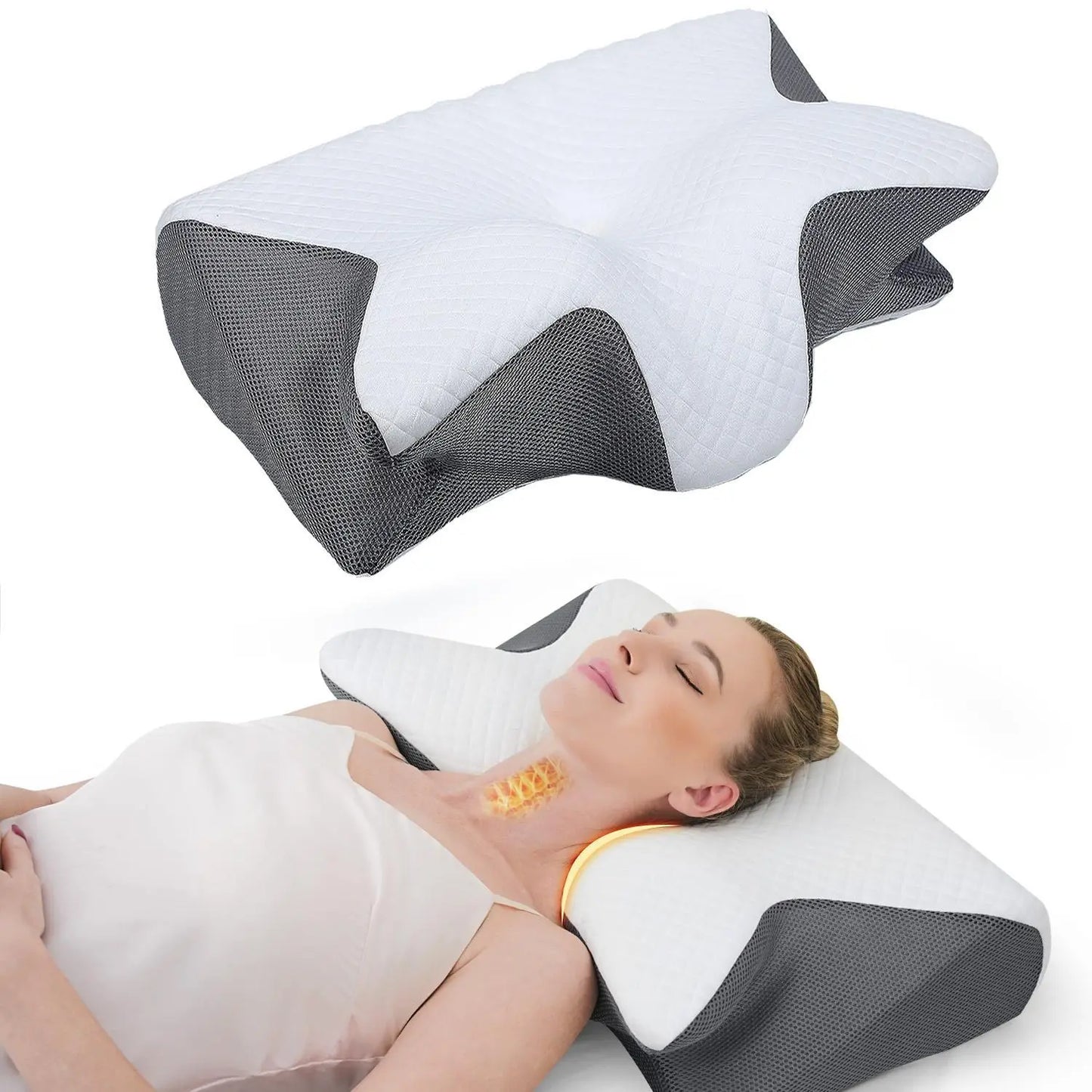 Memory Foam Neck Pillow, Soft Comfortable Contour Sleep Pillow for Spring Daily Use, Bed Neck Pillow for Side Back Sleepers, Bedroom Accessories