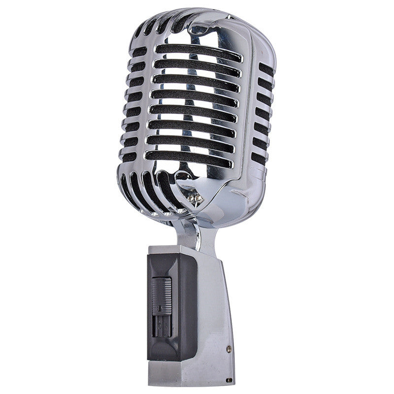 Vintage Style Wired Stage Microphone for Home and KTV - Black/Silver