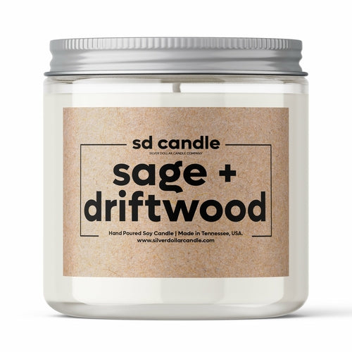 Sage & Driftwood Musk Candle - Natural Floral Citrus Amber fragrance
