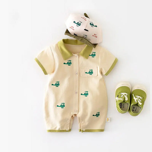 Crocodile Cutie Baby Summer Jumpsuit - Sun Protection and Style